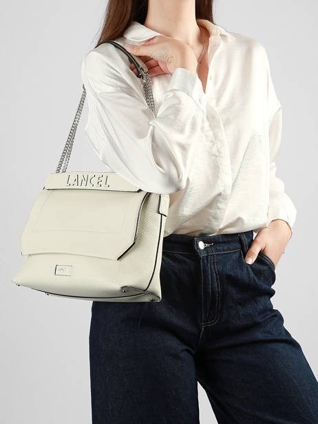 Large Leather Ninon Soft Shoulder Bag Lancel White ninon A13783 other view 2