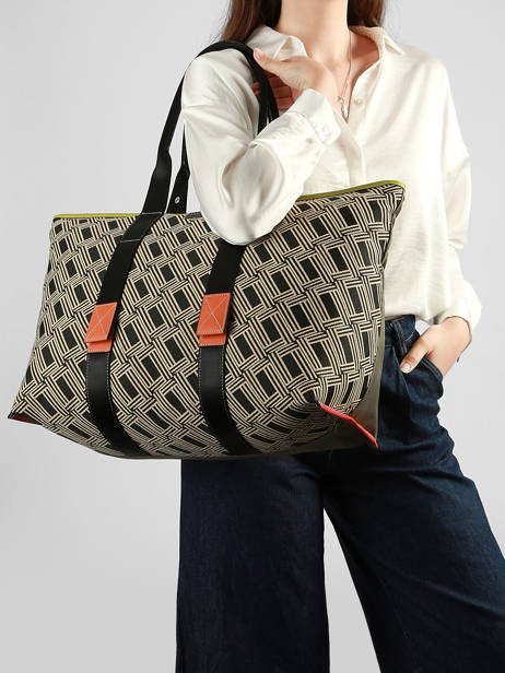 Sac Cabas Zippé L Mistral Rollable Nylon Et Cuir Lancel Multicolore mistral A13998 vue secondaire 1