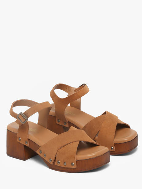 Heeled Sandals In Leather Semerdjian Brown women MICOL other view 1