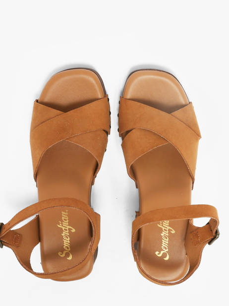 Heeled Sandals In Leather Semerdjian Brown women MICOL other view 3