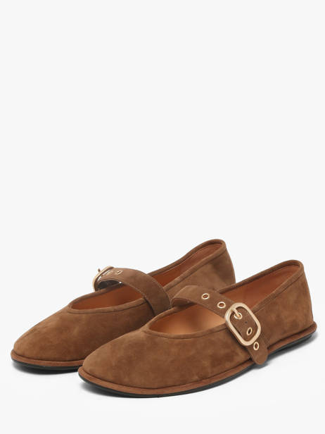 Ballerines Avec Brides En Cuir Inuovo Marron women CT005KCN vue secondaire 1
