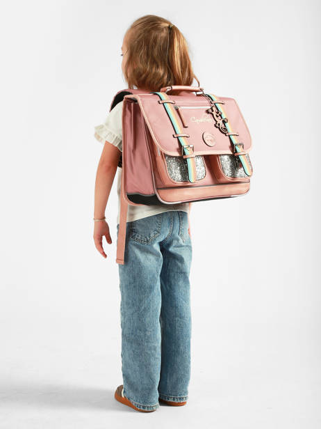 Cartable Enfant 2 Compartiments Vintage Fantasy Cameleon Rose vintage fantasy CA38 vue secondaire 1