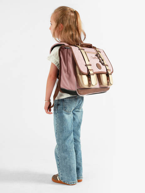 Cartable Enfant 2 Compartiments Cameleon Marron vintage fantasy CA38 vue secondaire 1