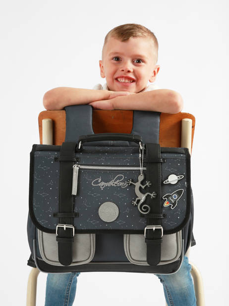 Satchel For Kids 2 Compartments Cameleon Gray vintage urban CA35 other view 2