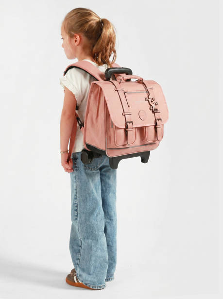 Wheeled Schoolbag 2 Compartments Cameleon Pink vintage color CR38 other view 2