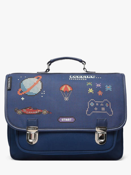 2-compartment Satchel Caramel et cie Blue fier GA