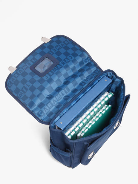 2-compartment Satchel Caramel et cie Blue fier GA other view 3