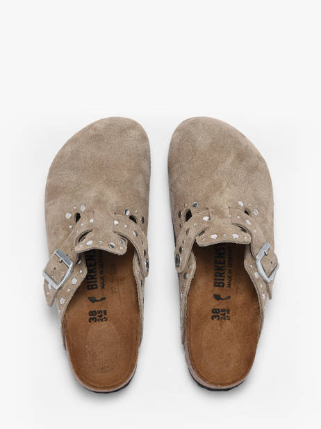 Slippers Boston Rivet In Leather Birkenstock Brown women 1030418 other view 4