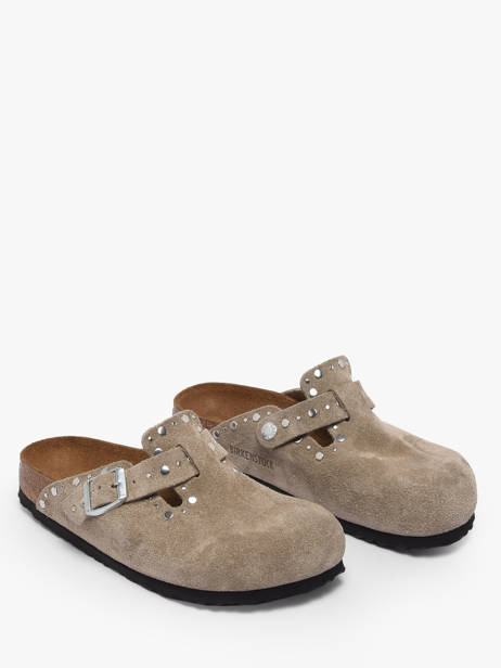 Slippers Boston Rivet In Leather Birkenstock Brown women 1030418 other view 6