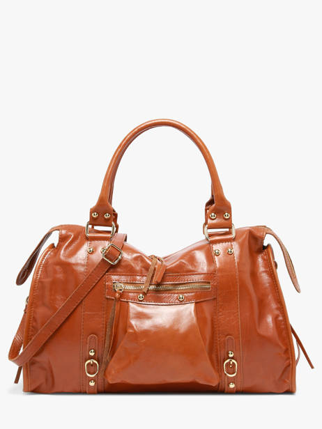 Shoulder Bag Shiny Sauvage Leather Milano Brown shiny sauvage SS24095