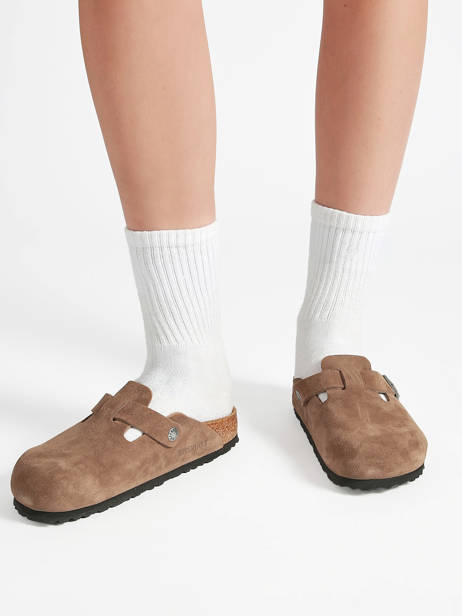 Slippers In Leather Birkenstock Brown unisex 1032795 other view 1