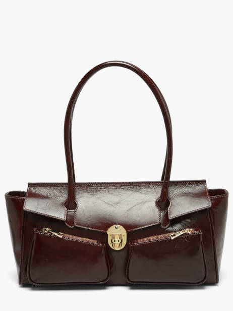 Baguette Bag Shiny Sauvage Leather Milano Brown shiny sauvage SS26063