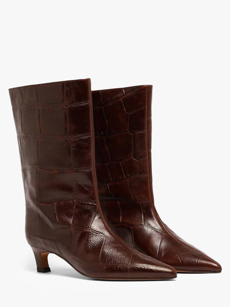 Bottes Talon Aiguille En Cuir Angel alarcon Marron women 480C vue secondaire 1