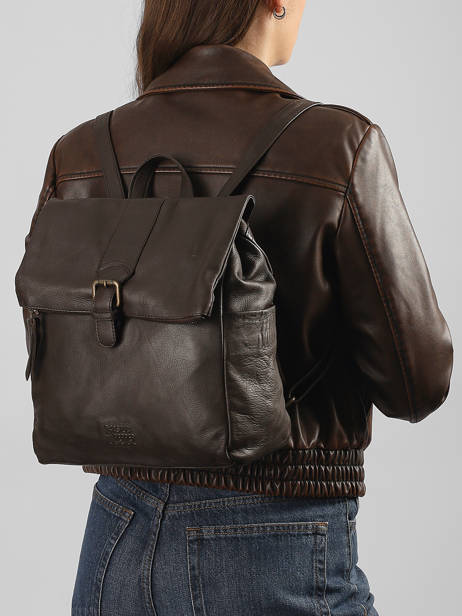 Backpack A4 Cow Basilic pepper Brown cow BCOW50 other view 1