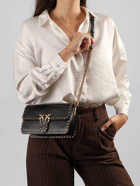 Shoulder Bag Love Bag Icon Leather Pinko Black love bag icon 7665A2JG other view 1