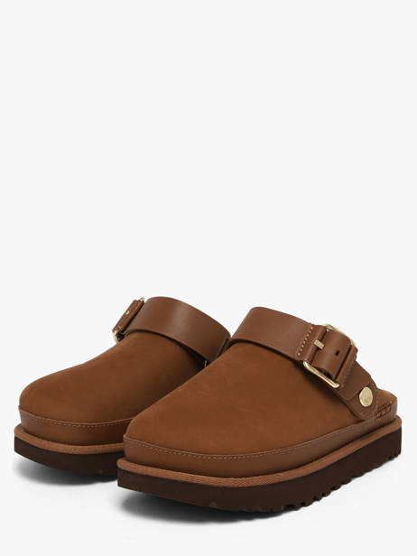 Slippers With Straps In Leather Ugg Brown women 1169590