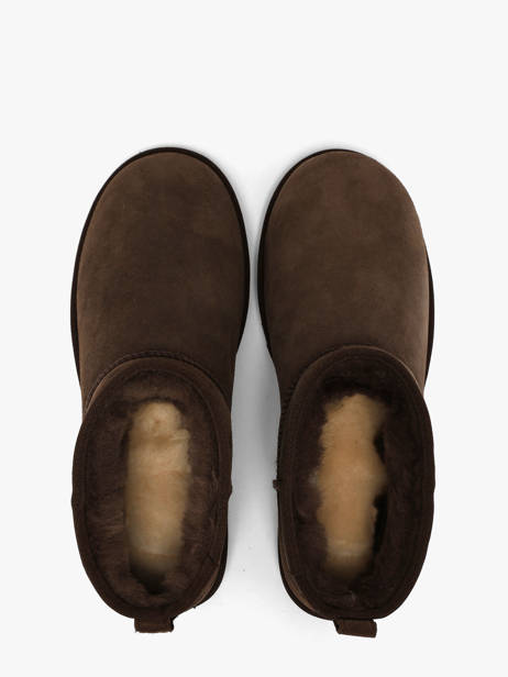 Boots Classic Ultra Mini En Cuir Ugg Marron men 1137391 vue secondaire 2