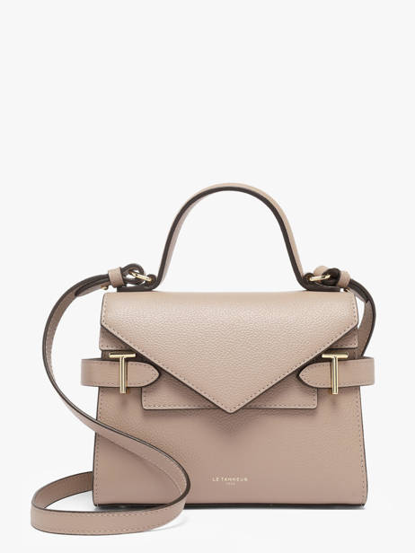 Sac Bandoulière S Double Rabat Emilie Cuir Grainé Le tanneur Beige emily TEMI1006