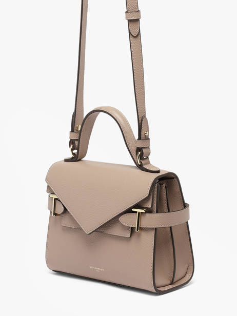 Sac Bandoulière S Double Rabat Emilie Cuir Grainé Le tanneur Beige emily TEMI1006 vue secondaire 2