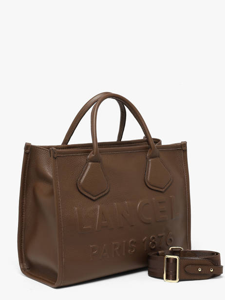 Medium Leather Jour Tote Bag Lancel Brown jour A12996 other view 1