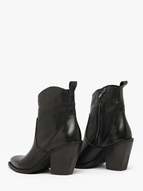 Bottines à Talon Tronchetti Texani En Cuir Metisse Noir women Bottines texanes en daim brossé à la main. vue secondaire 2