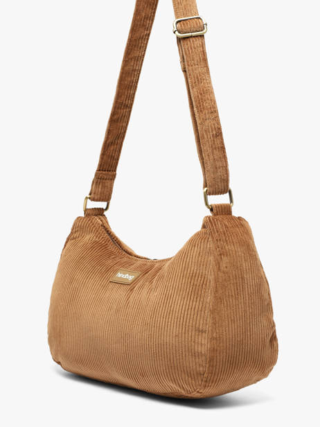 Sac Bandoulière Velours Velours Côtelé Hindbag Marron velours V vue secondaire 1
