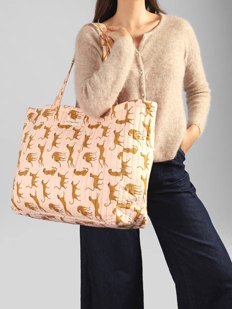 A4 Size Shoulder Bag Cabas Cotton Byzantine Multicolor cabas FAU other view 1