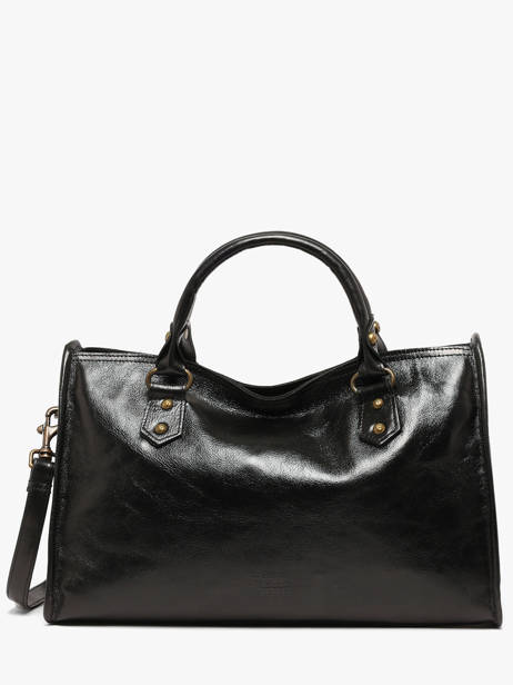 Satchel Cow Shiny Leather Basilic pepper Black cow shiny BCOS22