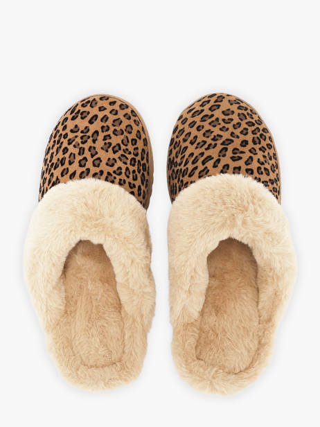 Chaussons En Cuir Isotoner Marron women 97421
