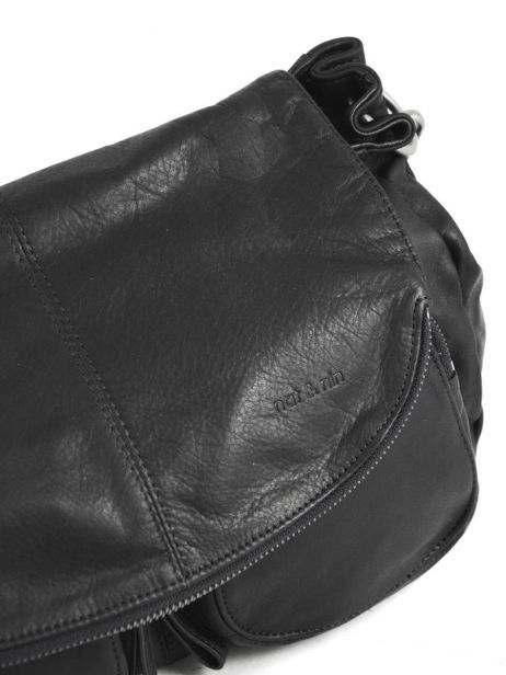 Crossbody Bag Lola Leather Vintage Leather Nat et nin Black vintage LOLA other view 2