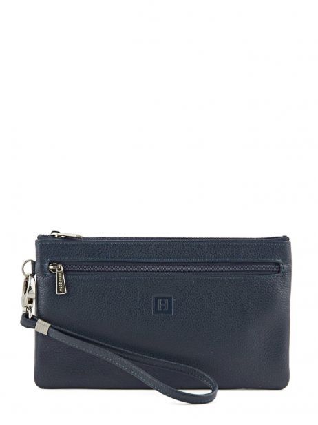 Zipped Wallet Leather Hexagona Blue confort 467213