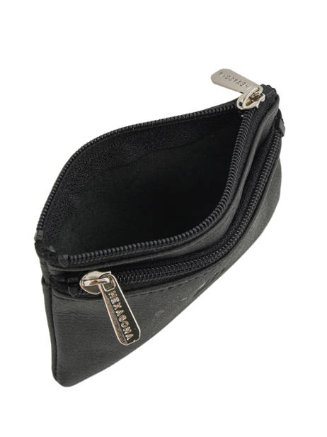 Coin Purse Leather Hexagona Black instinct 667292 other view 2