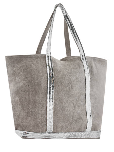 Zipped Linen Tote Bag Le Cabas Sequins Vanessa bruno Gray cabas lin 31V40409 other view 5