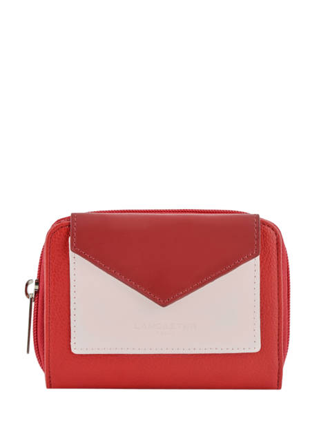 PORTEFEUILLE LANCASTER En Cuir Rouge - Deux Volets | Occasion Bon état - Marque Française