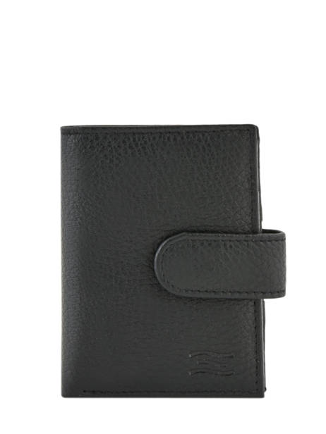 Leather Card Holder Crinkles Black caviar 14041