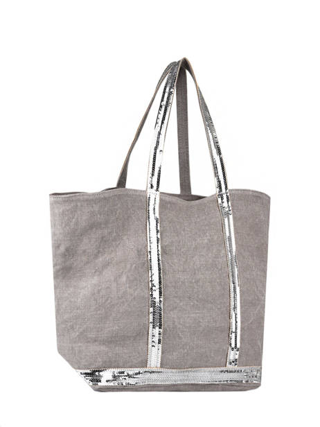 Large Le Cabas Tote Bag Linnen Sequins Vanessa bruno Gray cabas lin 31V40315 other view 3