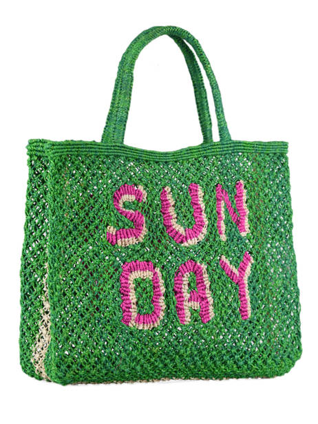 Sunday Jute Tote Bag The jacksons Green word bag SUNDAY other view 4