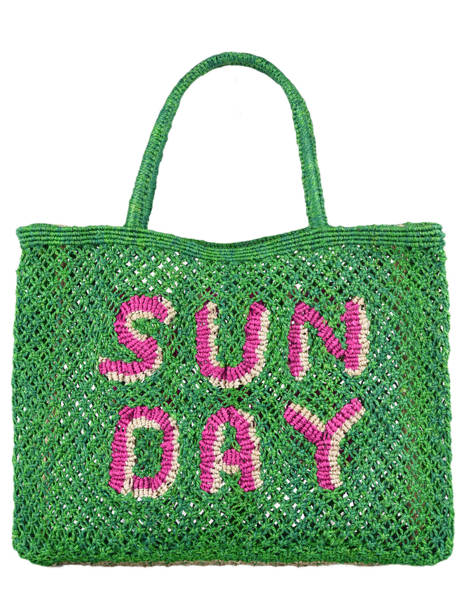 Sunday Jute Tote Bag The jacksons Green word bag SUNDAY other view 1