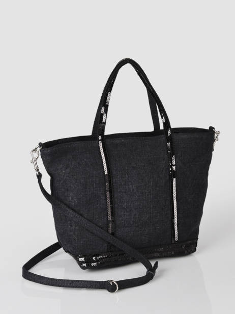 Petit Cabas Zippé Lin Et Paillettes Vanessa bruno Noir cabas lin 31V40435 vue secondaire 2
