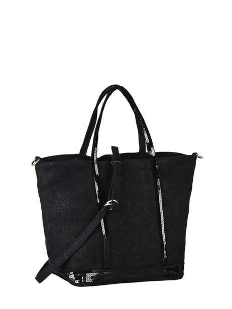Petit Cabas Zippé Lin Et Paillettes Vanessa bruno Noir cabas lin 31V40435 vue secondaire 4