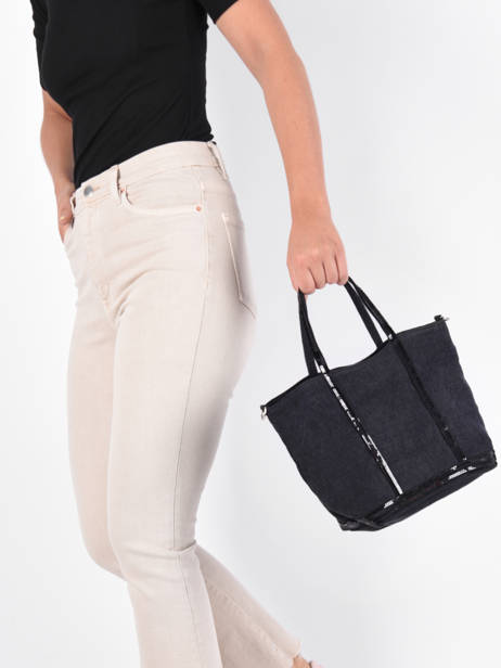 Petit Cabas Zippé Lin Et Paillettes Vanessa bruno Noir cabas lin 31V40435 vue secondaire 1