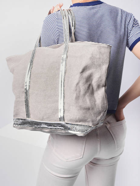 Le Cabas L Lin Paillettes Vanessa bruno Gris cabas lin 31V40409 vue secondaire 1