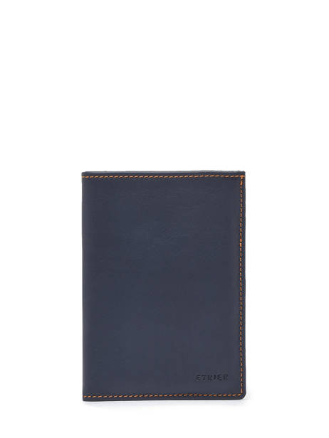 Wallet With Coin Purse Paris Leather Etrier Blue paris EPAR442