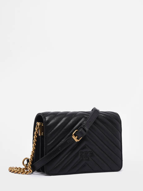 Leather Love Mini Click Chevron Crossbody Bag Pinko Black love bag quilt 1P22UR other view 4