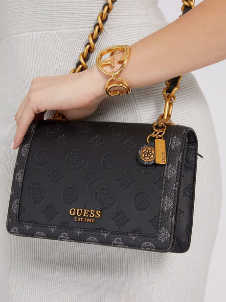Sac bandouli?�re Guess Crossbody Flap black logo multi en vente au meilleur prix