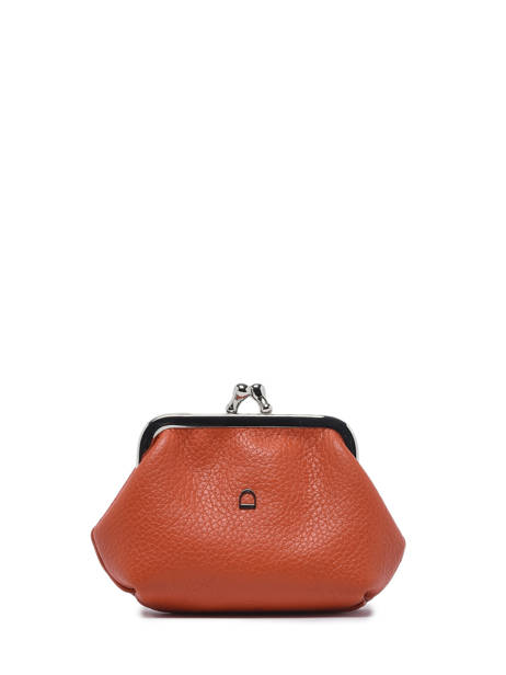 Leather Madras Coin Purse Etrier Orange madras EMAD654
