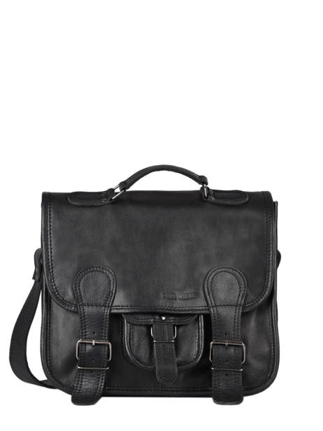 Leather Cartable Shoulder Bag Paul marius Black vintage S