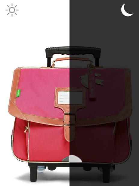 2-compartment  Wheeled Satchel Tann's Pink les fantaisies f 42113 other view 6